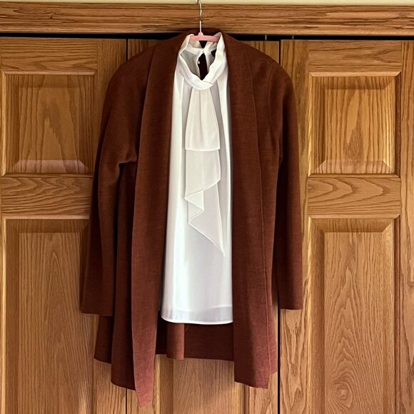 EILEEN FISHER - No-Close Fine Merino Links Long Cardigan -- NEW with Tag - Picture 2 of 13